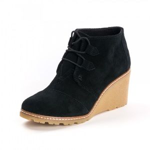 Toms Desert Wedge Crepe Black Suede
